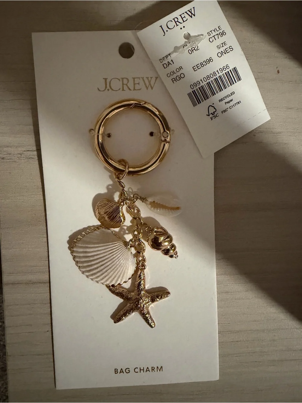 J. Crew Gold Seashell and Starfish Bag Charm